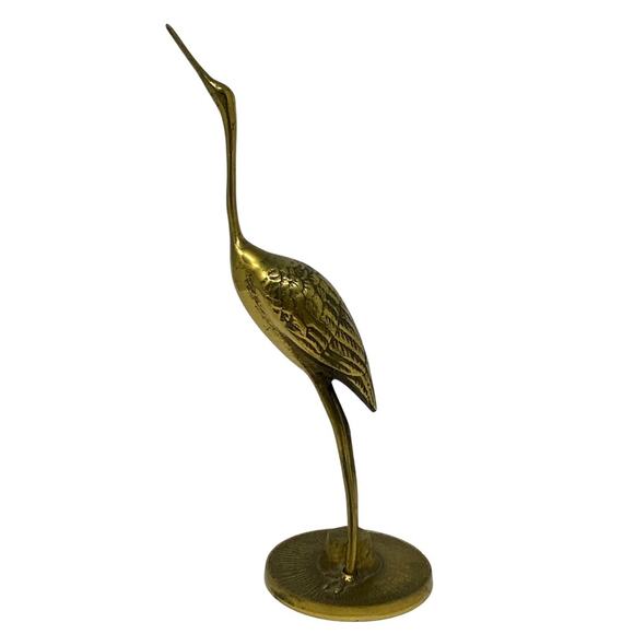 Mid Century Modern MCM brass crane vintage home decor 12” - Picture 1 of 9